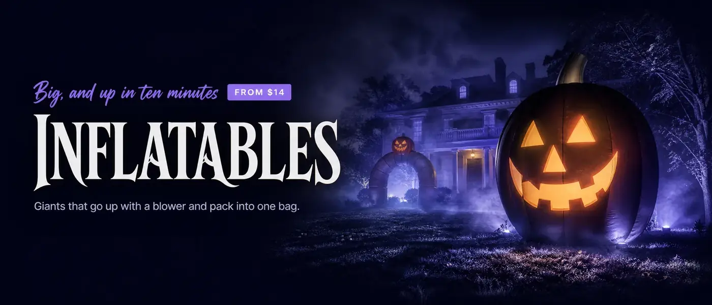 Big, and up in ten minutes FROM $14. INFLATABLES. Giants that go up with a blower and pack into one bag.
