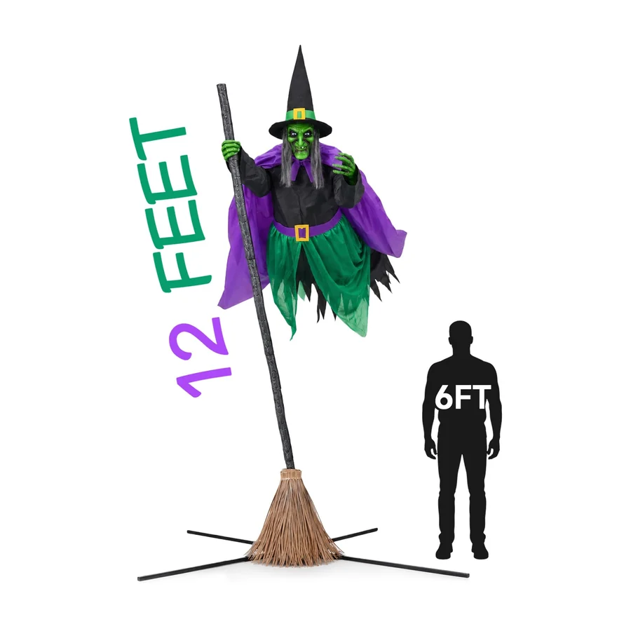 Gravesend 12 ft Witch Animatronic, studio packshot on white
