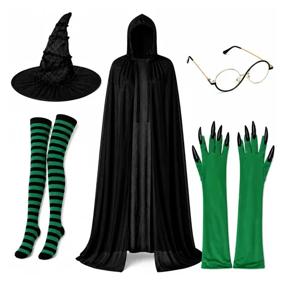 Owlcroft Witch Costume, 5 pieces, closer in