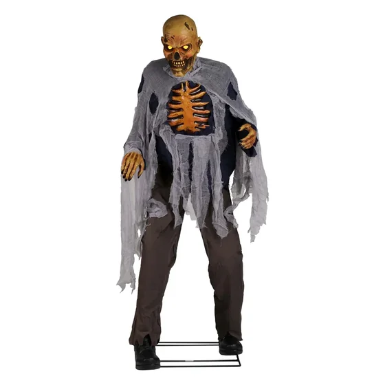 Wexford 6 ft Lumbering Zombie Animatronic, closer in