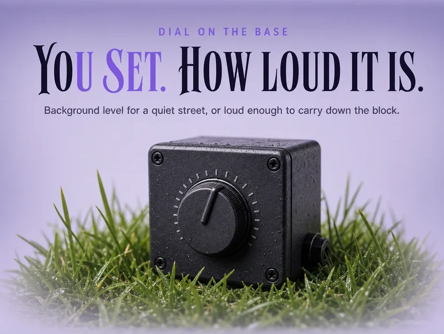 Studio macro of the black control box with its volume dial at the base of the figure.